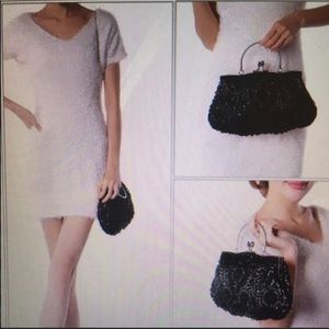 BMC Beaded Sequin Design Metal Frame Clutch